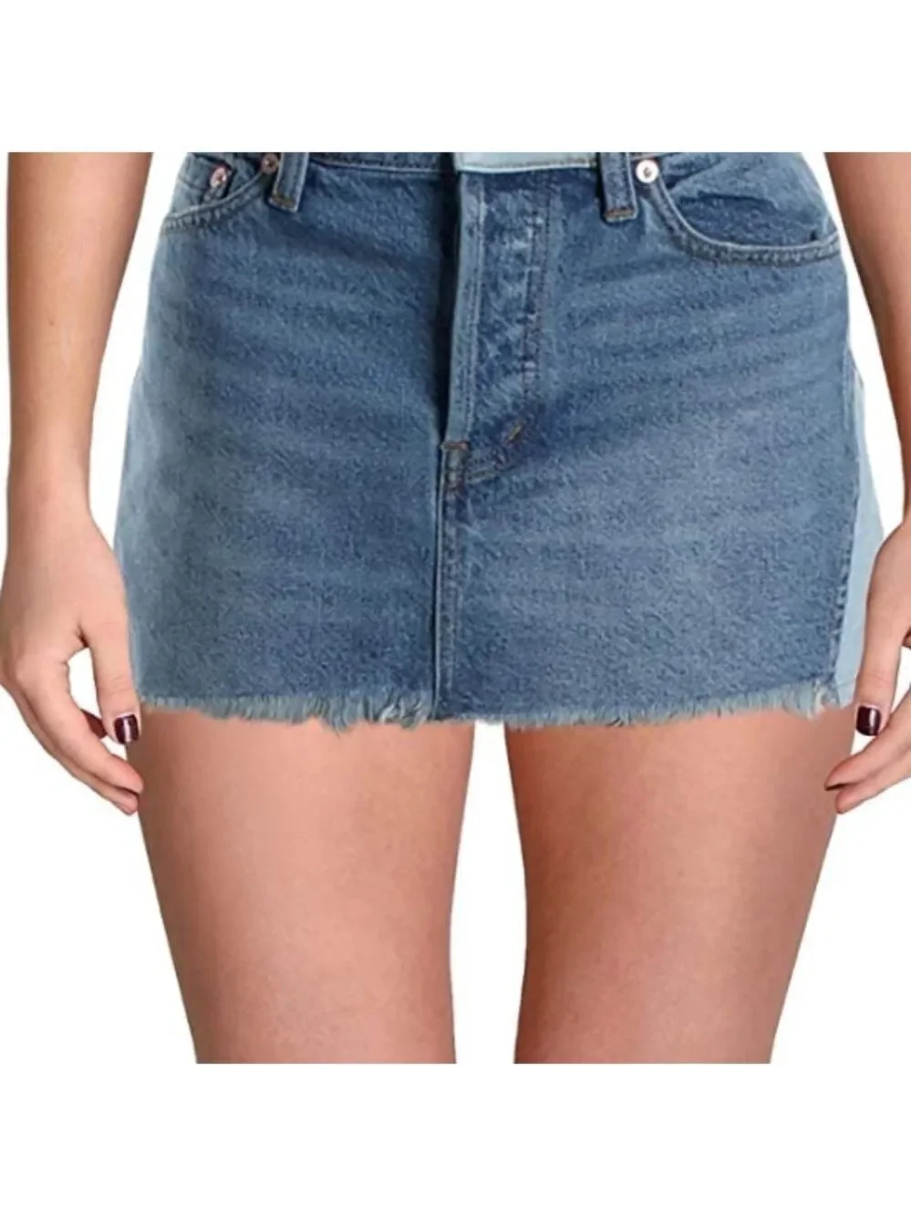 Free People WE THE FREE PATCHED DENIM MINI SKIRT size 26